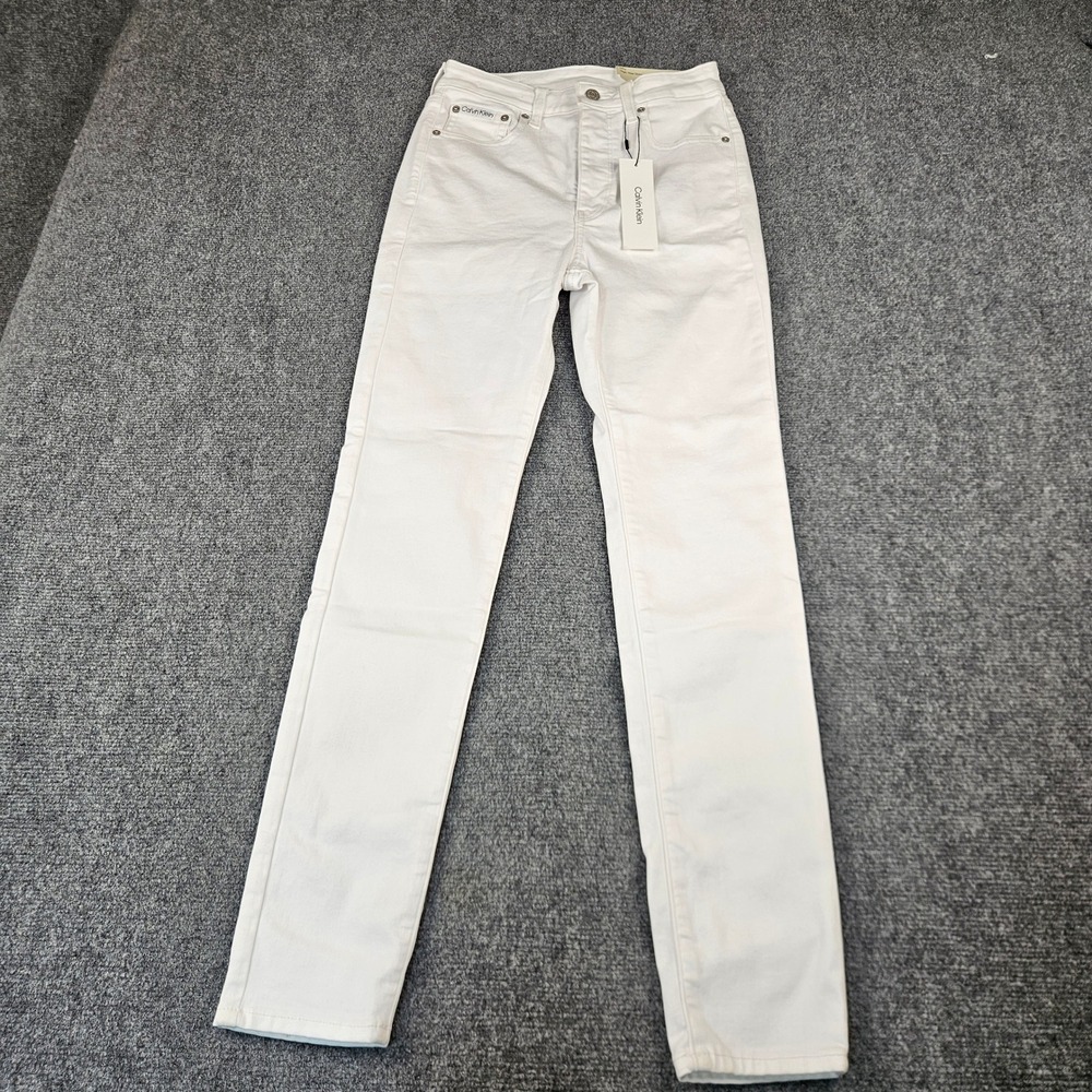 Calvin Klein Jeans Womens 28RG High Rise Skinny Optic White Denim 477011S 100